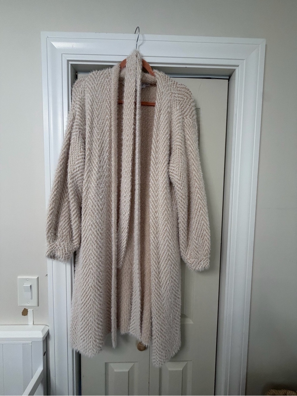 Petal & Pup Cream Open-Front Long Knit Cardigan